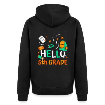 Hallo 5. Klasse Fünftklässler 5 Klasse Fünfte - Unisex Premium Bio Zip Hoodie - Schwarz - Hinten - Nico (187cm)