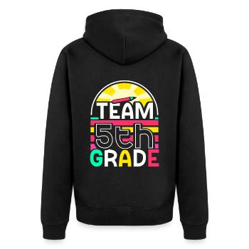 Team 5 Class School Fifth Grader Fifth - Unisex Premium Organic Zip Hoodie - black - Back - Nico (187cm)