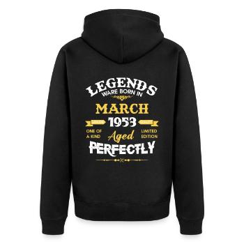Vintage Aged To Perfection March 1953 - Unisex Premium Organic Zip Hoodie - black - Back - Nico (187cm)