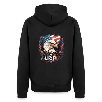 American Patriotic USA Design - Unisex Premium Organic Zip Hoodie - black - Back - Nico (187cm)