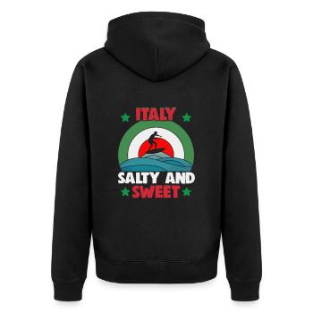 Italien Strandurlaub am Meer Design Strandmotiv - Unisex Premium Bio Zip Hoodie - Schwarz - Hinten - Nico (187cm)