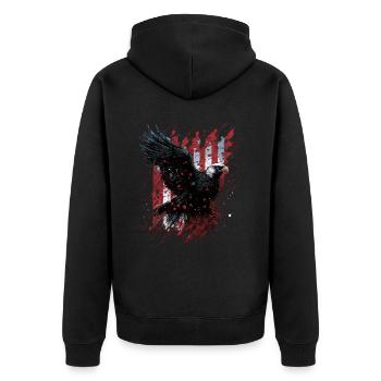 American Patriotic USA Design - Unisex Premium Organic Zip Hoodie - black - Back - Nico (187cm)