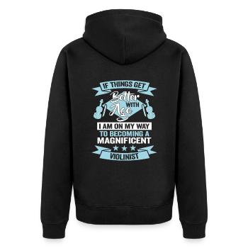 Violinist Geburtstag Orchester Geigenspieler - Unisex Premium Bio Zip Hoodie - Schwarz - Hinten - Nico (187cm)