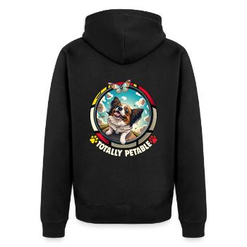 Hunde Spruch Papillon Design für Hundeliebhaber - Unisex Premium Bio Zip Hoodie - Schwarz - Hinten - Nico (187cm)