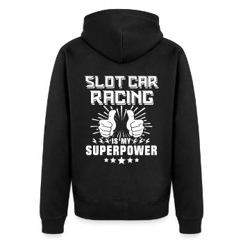 Slot Race Slot Car - Unisex Premium Bio Zip Hoodie - Schwarz - Hinten - Nico (187cm)