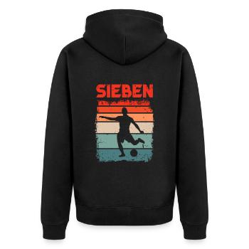 7. Geburtstag Fußball 7 Jahre Alt Fussballer - Unisex Premium Bio Zip Hoodie - Schwarz - Hinten - Nico (187cm)