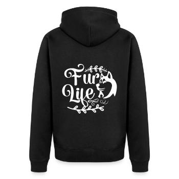 Leben mit Fell - Unisex Premium Bio Zip Hoodie - Schwarz - Hinten - Nico (187cm)