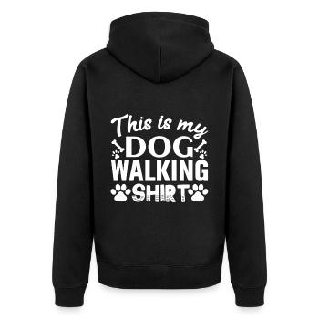 Das ist mein Hund Walking Shirt - Zwei Knochen und - Unisex Premium Bio Zip Hoodie - Schwarz - Hinten - Nico (187cm)