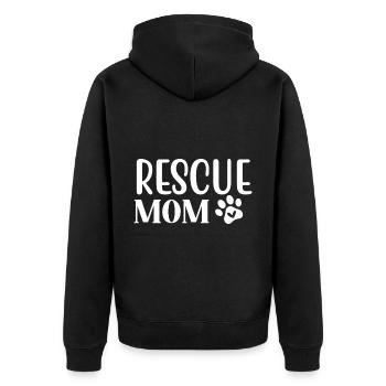Rescue Mom - Unisex Premium Organic Zip Hoodie - black - Back - Nico (187cm)