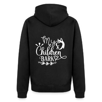 My children bark - Husky - Unisex Premium Organic Zip Hoodie - black - Back - Nico (187cm)