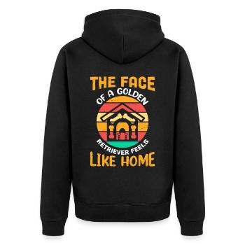 Das Gesicht eines Golden Retrievers fühlt sich wie - Unisex Premium Bio Zip Hoodie - Schwarz - Hinten - Nico (187cm)