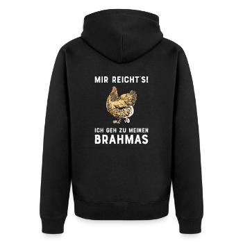 Brahma Hühner I Chicken Geflügel Motiv für - Unisex Premium Bio Zip Hoodie - Schwarz - Hinten - Nico (187cm)