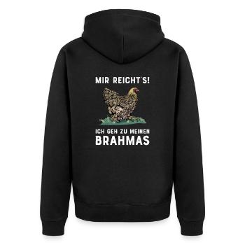 Brahma Hühner I Chicken Geflügel Motiv für - Unisex Premium Bio Zip Hoodie - Schwarz - Hinten - Nico (187cm)