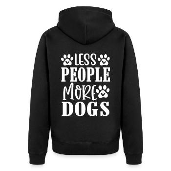 Weniger Menschen, mehr Hunde - Paws - Unisex Premium Bio Zip Hoodie - Schwarz - Hinten - Nico (187cm)