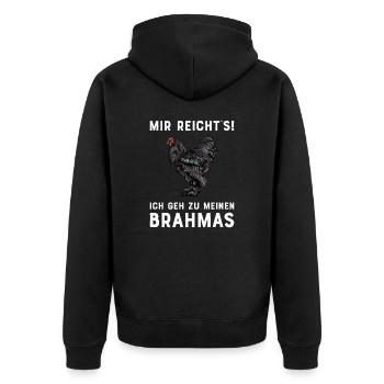 Brahma Hühner I Chicken Geflügel Motiv für - Unisex Premium Bio Zip Hoodie - Schwarz - Hinten - Nico (187cm)