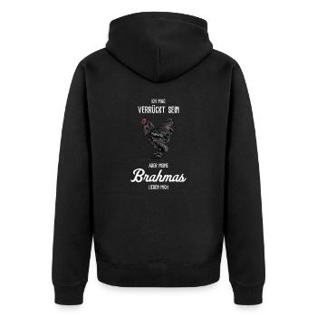 Brahma Hühner I Chicken Geflügel Motiv für - Unisex Premium Bio Zip Hoodie - Schwarz - Hinten - Nico (187cm)