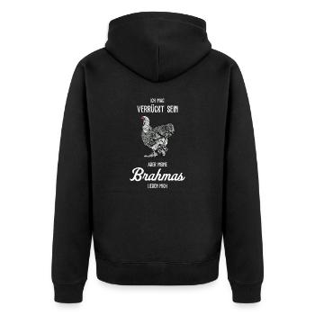 Brahma Hühner I Chicken Geflügel Motiv für - Unisex Premium Bio Zip Hoodie - Schwarz - Hinten - Nico (187cm)