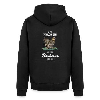 Brahma Hühner I Chicken Geflügel Motiv für - Unisex Premium Bio Zip Hoodie - Schwarz - Hinten - Nico (187cm)