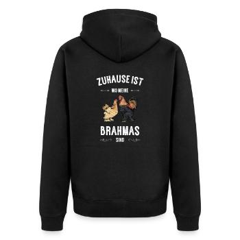 Brahma Hühner I Chicken Geflügel Motiv für - Unisex Premium Bio Zip Hoodie - Schwarz - Hinten - Nico (187cm)