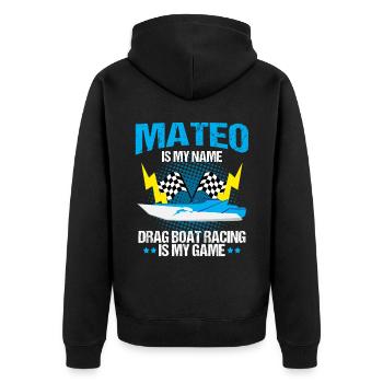 Racing boat design for drag boat racing - Unisex Premium Organic Zip Hoodie - black - Back - Nico (187cm)