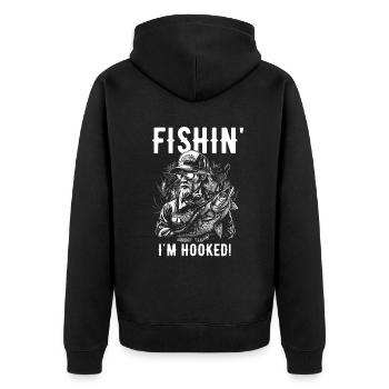 Fishin I'm Hooked - Unisex Premium Organic Zip Hoodie - black - Back - Nico (187cm)