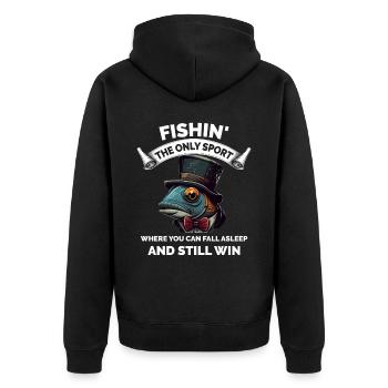 Retro Angeln lustig - Unisex Premium Bio Zip Hoodie - Schwarz - Hinten - Nico (187cm)