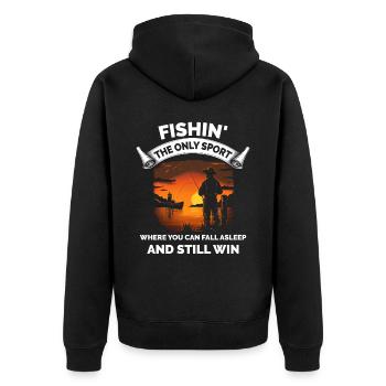 Retro Angeln lustig - Unisex Premium Bio Zip Hoodie - Schwarz - Hinten - Nico (187cm)