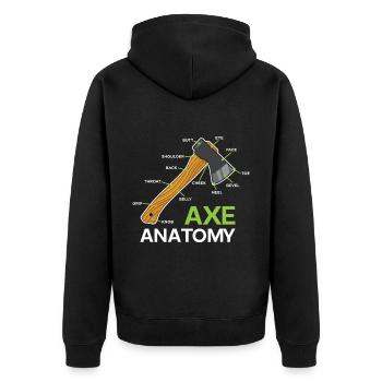 Funny Axe Anatomy For Axe Thrower - Unisex Premium Bio Zip Hoodie - Schwarz - Hinten - Nico (187cm)