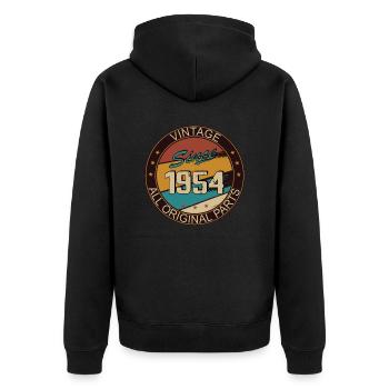 69e anniversaire homme femme 1954 décoration - Veste à capuche bio Premium Unisexe - noir - Dos - Nico (187cm)