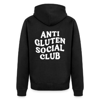 Gluten allergy, gluten-free - Unisex Premium Organic Zip Hoodie - black - Back - Nico (187cm)