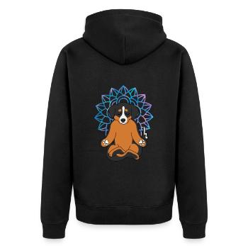 Chemise Chien Yoga Mandala Drôle Spirituel Med - Veste à capuche bio Premium Unisexe - noir - Dos - Nico (187cm)