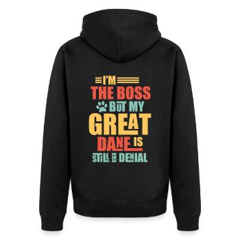 Deutsche Doggen, Deutsche Doggen - Unisex Premium Bio Zip Hoodie - Schwarz - Hinten - Nico (187cm)