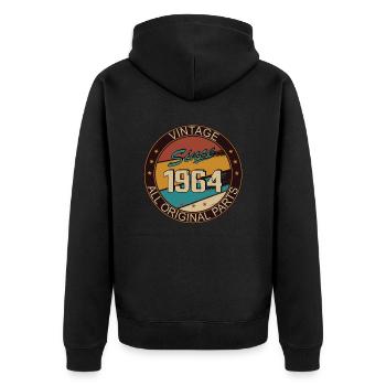 59e anniversaire homme femme 1964 décoration - Veste à capuche bio Premium Unisexe - noir - Dos - Nico (187cm)