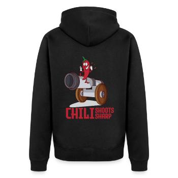 Un drôle de chiots de chili et des pousses chaudes - Veste à capuche bio Premium Unisexe - noir - Dos - Nico (187cm)