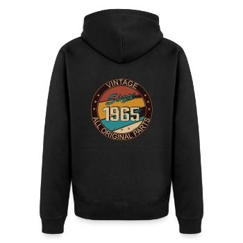 58e anniversaire homme femme 1965 décoration - Veste à capuche bio Premium Unisexe - noir - Dos - Nico (187cm)