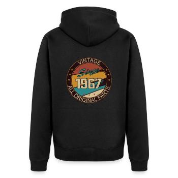 56e anniversaire homme femme 1967 décoration - Veste à capuche bio Premium Unisexe - noir - Dos - Nico (187cm)