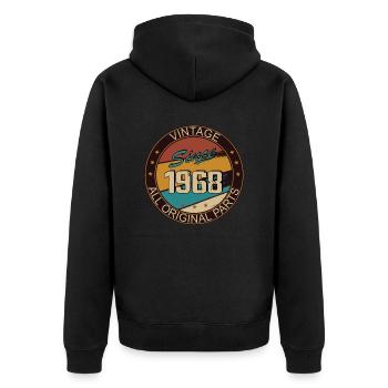 55e anniversaire homme femme 1968 décoration - Veste à capuche bio Premium Unisexe - noir - Dos - Nico (187cm)