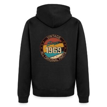 54e anniversaire homme femme 1969 décoration - Veste à capuche bio Premium Unisexe - noir - Dos - Nico (187cm)