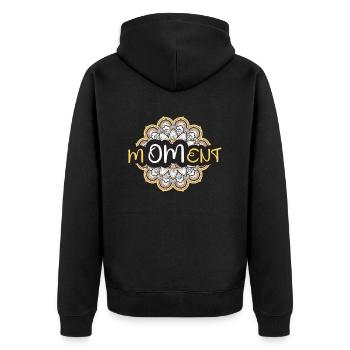 M-OM-ent Mandala Yoga - Unisex Premium Organic Zip Hoodie - black - Back - Nico (187cm)