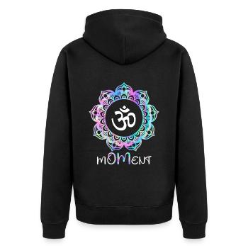 M-OM-ent Mandala Yoga - Unisex Premium Organic Zip Hoodie - black - Back - Nico (187cm)