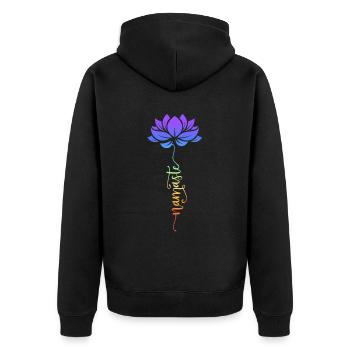 Namaste Lotus Flower Meditation Yoga - Unisex Premium Bio Zip Hoodie - Schwarz - Hinten - Nico (187cm)