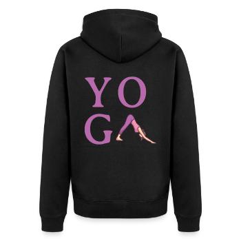 Simple Minimalistic Yoga - Unisex Premium Bio Zip Hoodie - Schwarz - Hinten - Nico (187cm)