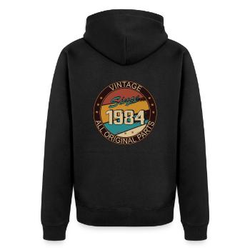 39e anniversaire homme femme 1984 décoration - Veste à capuche bio Premium Unisexe - noir - Dos - Nico (187cm)