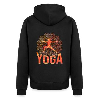 Mandala Warrior Pose Yoga - Unisex Premium Organic Zip Hoodie - black - Back - Nico (187cm)