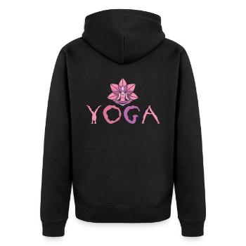 Simple Minimalistic Yoga - Unisex Premium Bio Zip Hoodie - Schwarz - Hinten - Nico (187cm)