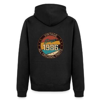 37e anniversaire homme femme 1986 décoration - Veste à capuche bio Premium Unisexe - noir - Dos - Nico (187cm)