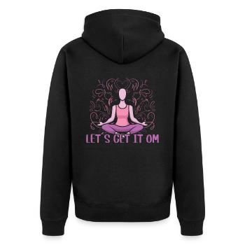 Let's Get It Om Yoga - Unisex Premium Bio Zip Hoodie - Schwarz - Hinten - Nico (187cm)