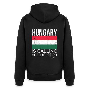 Hungary Saying - Unisex Premium Organic Zip Hoodie - black - Back - Nico (187cm)