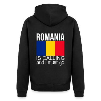 Roumanie Citation - Veste à capuche bio Premium Unisexe - noir - Dos - Nico (187cm)