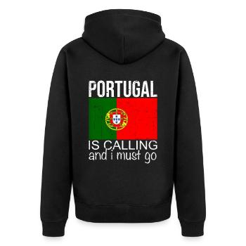 Portugal - Unisex Premium Organic Zip Hoodie - black - Back - Nico (187cm)